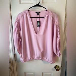 Express Pink Blouse with Sleeve Cinching